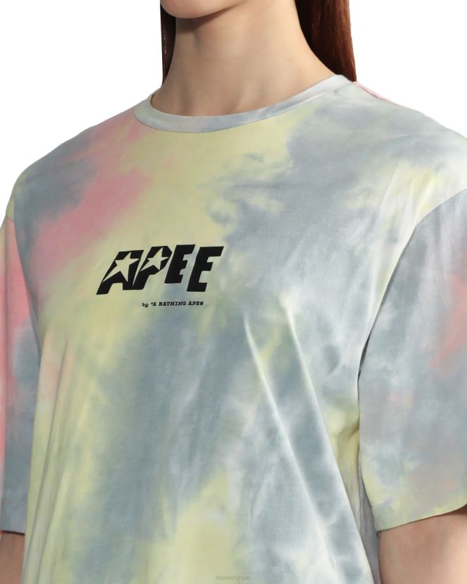 t-shirt fendu graphique tie-dye A Bathing Ape femmes ZHX6N4848 rose
