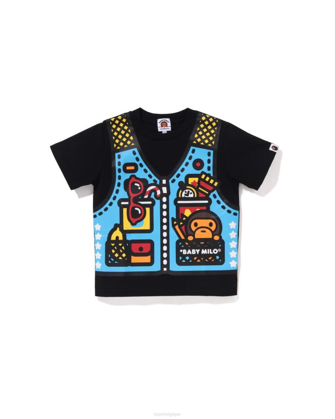 t-shirt imprimé gilet de pêche pour bébé milo A Bathing Ape enfants ZHX6N41315 noir