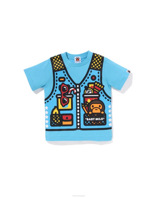 t-shirt imprimé gilet de pêche pour bébé milo A Bathing Ape enfants ZHX6N41316 bleu clair