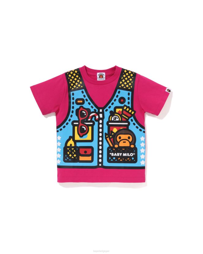 t-shirt imprimé gilet de pêche pour bébé milo A Bathing Ape enfants ZHX6N41318 rose carmin