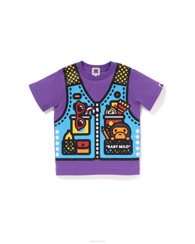 t-shirt imprimé gilet de pêche pour bébé milo A Bathing Ape enfants ZHX6N41319 violet