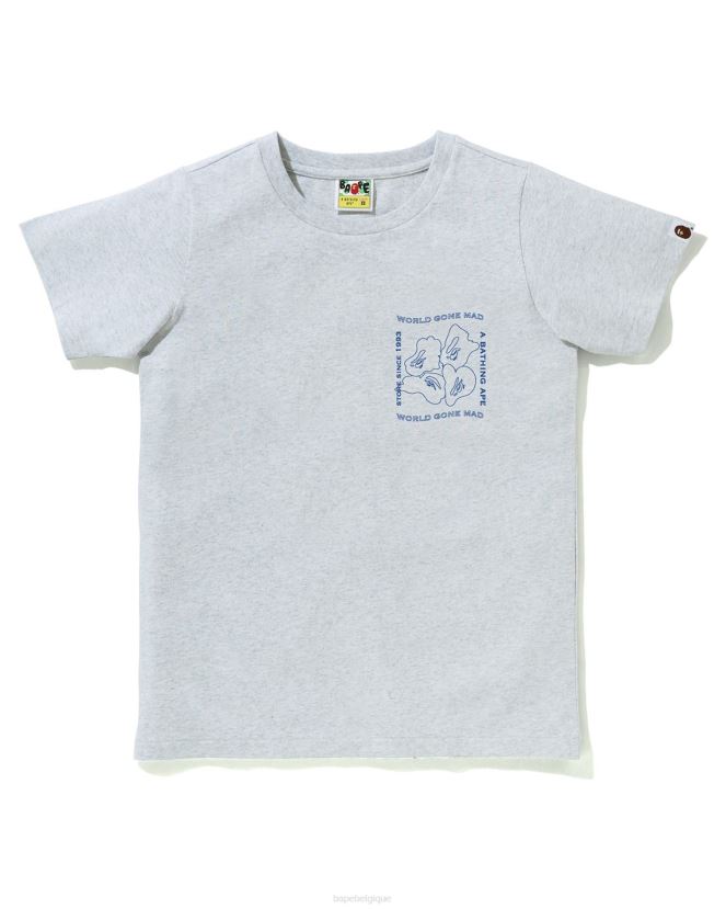 t-shirt imprimé à lencre A Bathing Ape femmes ZHX6N4928 gris