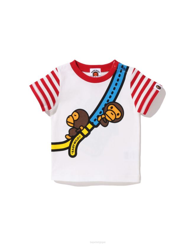 t-shirt imprimé à une épaule milo pour bébé A Bathing Ape enfants ZHX6N41608 rouge vif
