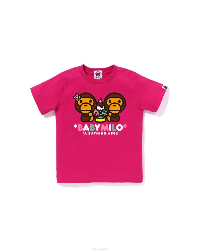 t-shirt milo et lisa aux fruits mélangés pour bébé milo A Bathing Ape enfants ZHX6N41382 rose carmin