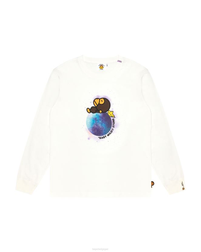 t-shirt milo graphique à manches longues pour bébé A Bathing Ape femmes ZHX6N4914 blanc