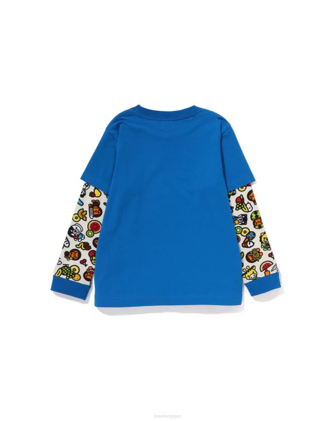 t-shirt milo à manches superposées et fruits mélangés pour bébé A Bathing Ape enfants ZHX6N41452 bleu