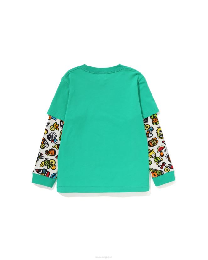 t-shirt milo à manches superposées et fruits mélangés pour bébé A Bathing Ape enfants ZHX6N41453 vert clair