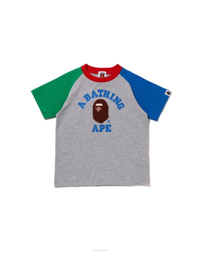t-shirt raglan universitaire A Bathing Ape enfants ZHX6N41520 gris