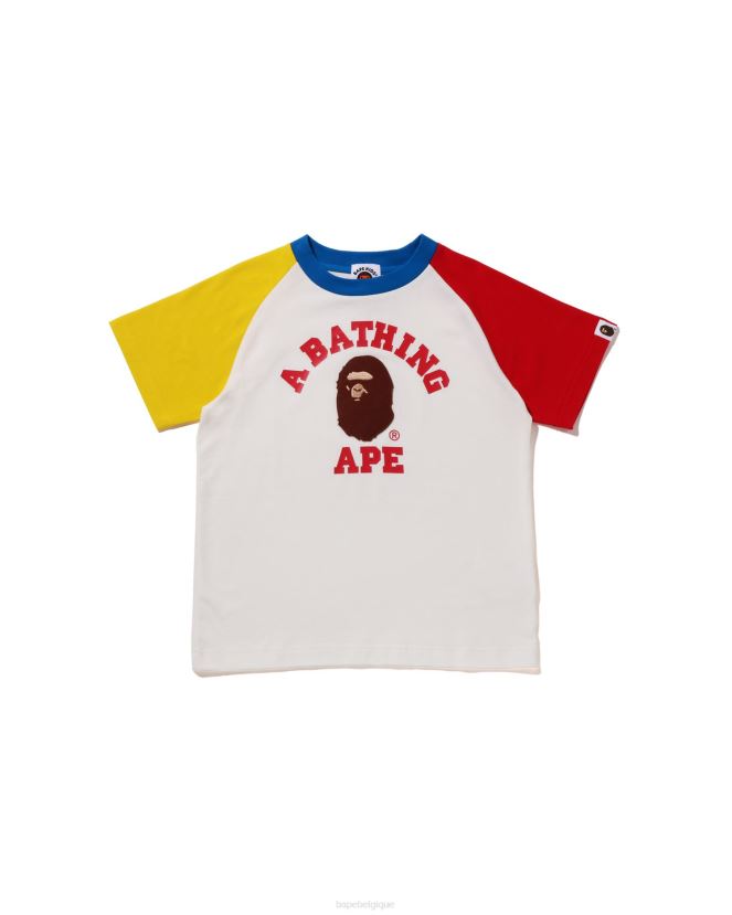 t-shirt raglan universitaire A Bathing Ape enfants ZHX6N41521 blanc
