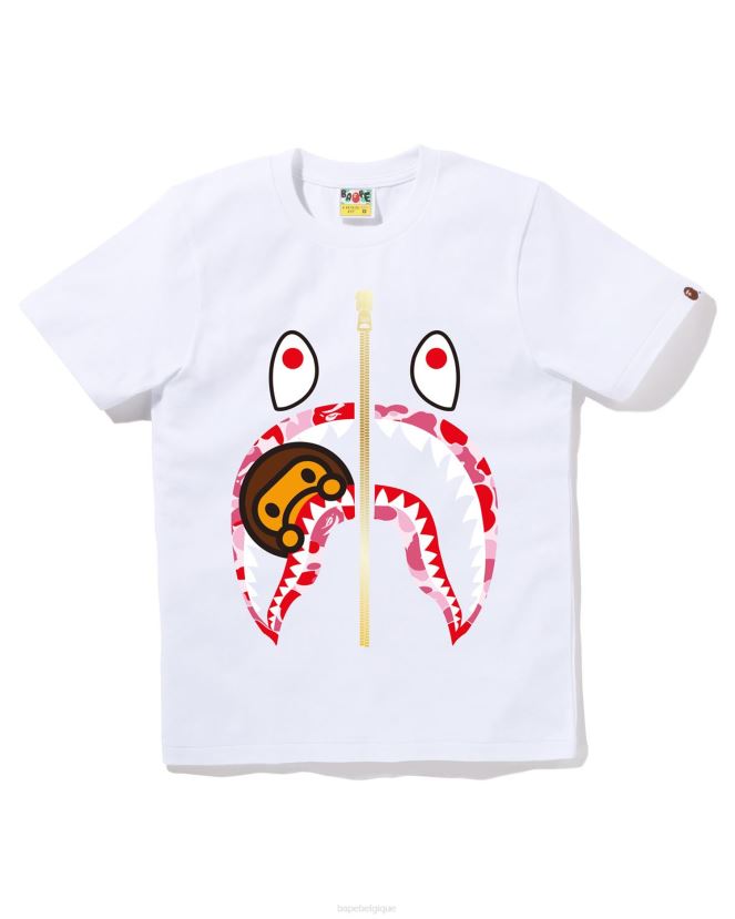 t-shirt requin abc camo milo A Bathing Ape femmes ZHX6N4779 blanc