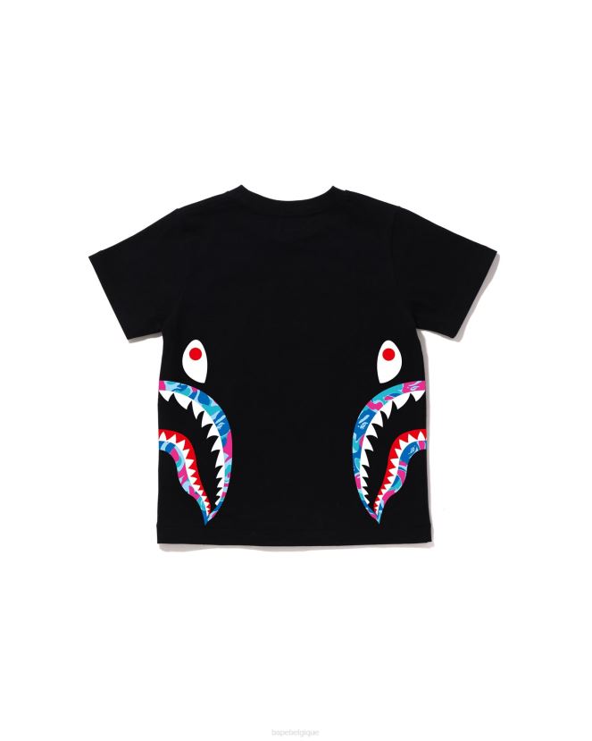 t-shirt requin marbré à côté camo A Bathing Ape enfants ZHX6N41613 noir