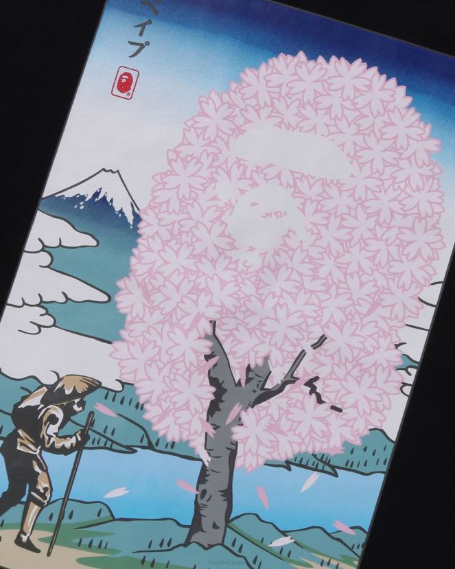 t-shirt sakura A Bathing Ape Hommes ZHX6N4216 noir