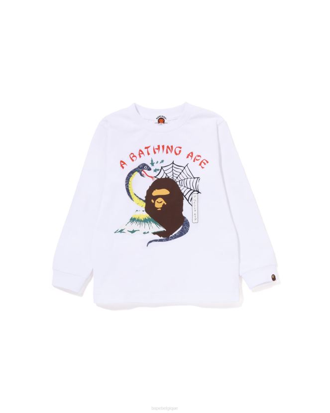 t-shirt souvenir de la culture japonaise A Bathing Ape enfants ZHX6N41370 blanc