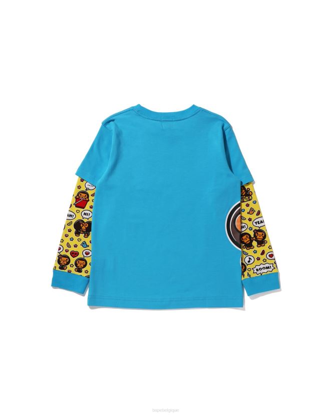 t-shirt superposé bébé milo speech balloon A Bathing Ape enfants ZHX6N41518 bleu
