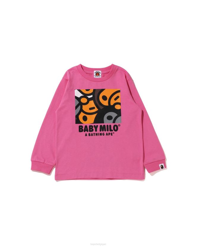 t-shirt tout bébé milo mix A Bathing Ape enfants ZHX6N41516 rose carmin
