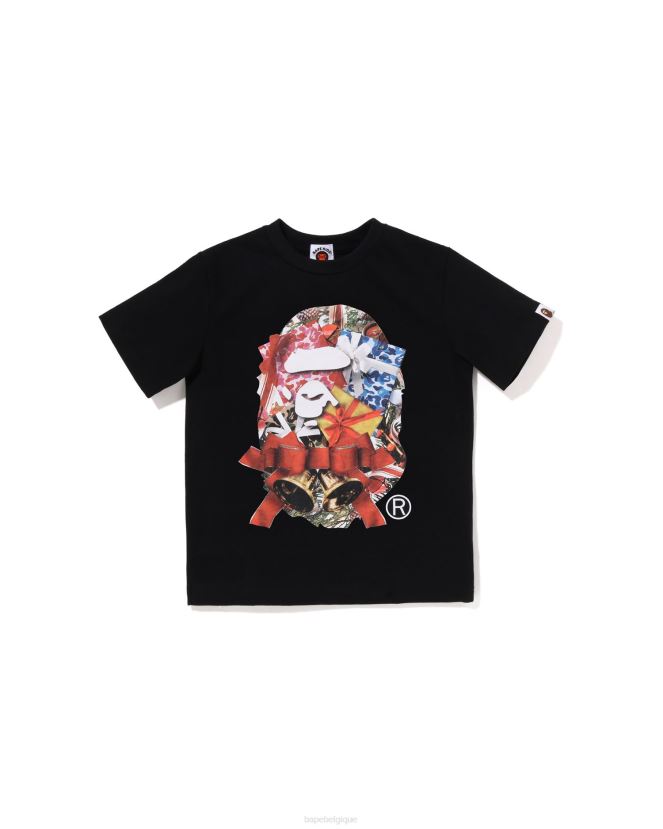 t-shirt tête de noël A Bathing Ape enfants ZHX6N41357 noir