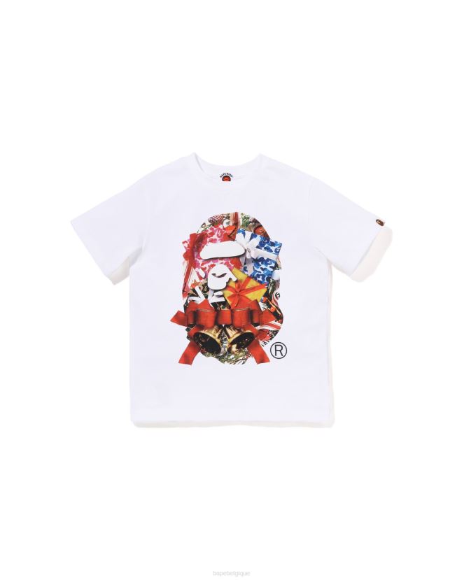 t-shirt tête de noël A Bathing Ape enfants ZHX6N41358 blanc