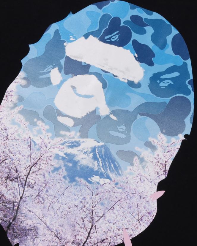 t-shirt tête de photo sakura A Bathing Ape Hommes ZHX6N4206 noir