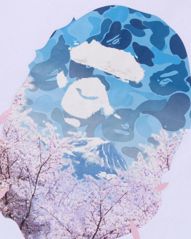 t-shirt tête de photo sakura A Bathing Ape Hommes ZHX6N4207 blanc