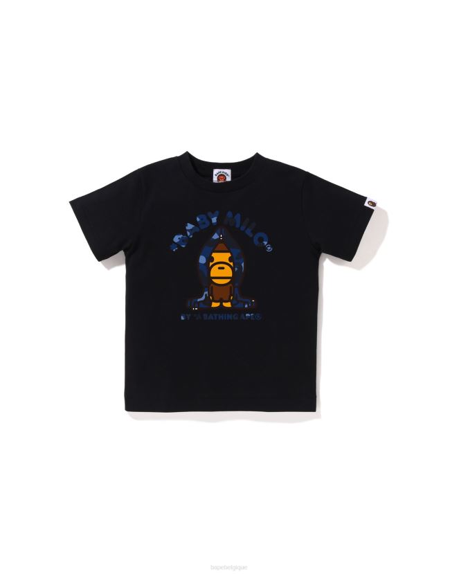 t-shirt à capuche couleur camo milo A Bathing Ape enfants ZHX6N41429 noir
