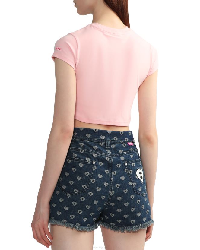 t-shirt à coupe slim graphique A Bathing Ape femmes ZHX6N4837 rose