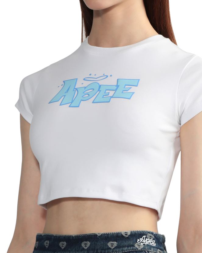 t-shirt à coupe slim graphique A Bathing Ape femmes ZHX6N4838 blanc