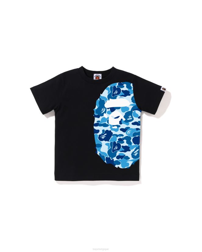 t-shirt à grosse tête abc camo side A Bathing Ape enfants ZHX6N41289 noir