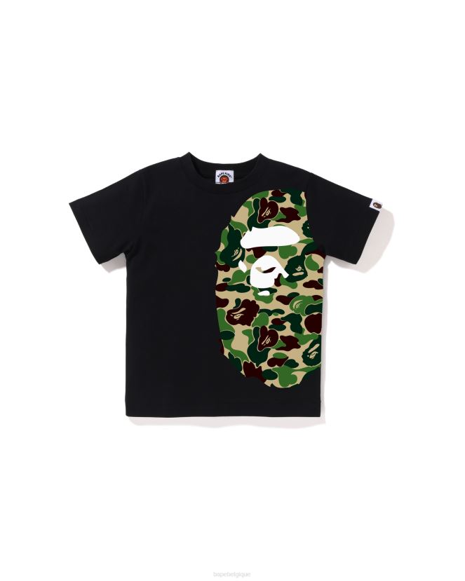 t-shirt à grosse tête abc camo side A Bathing Ape enfants ZHX6N41290 noir