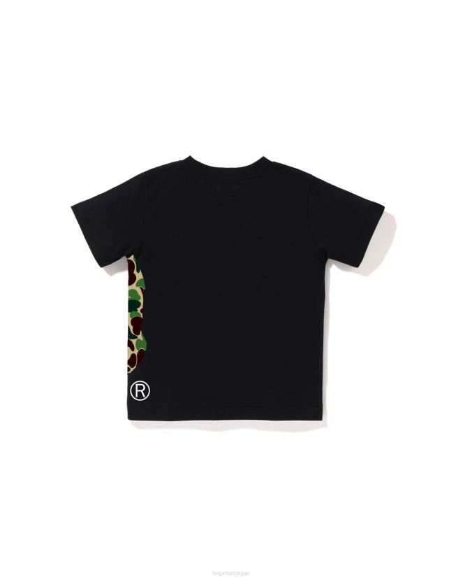 t-shirt à grosse tête abc camo side A Bathing Ape enfants ZHX6N41290 noir