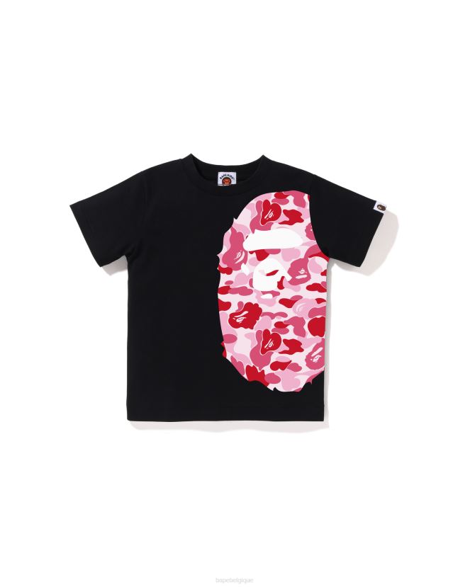 t-shirt à grosse tête abc camo side A Bathing Ape enfants ZHX6N41291 noir