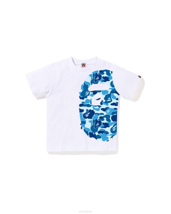 t-shirt à grosse tête abc camo side A Bathing Ape enfants ZHX6N41292 blanc