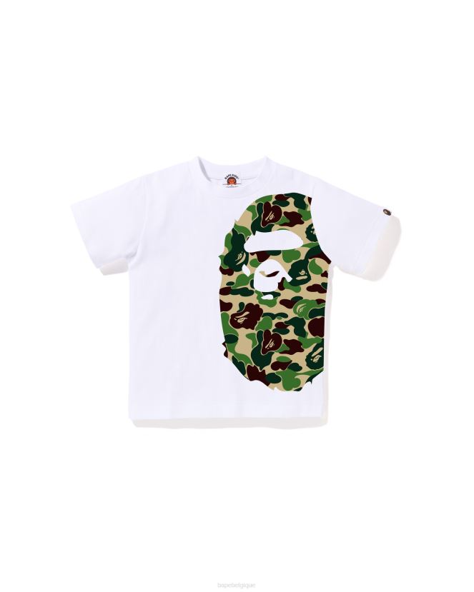 t-shirt à grosse tête abc camo side A Bathing Ape enfants ZHX6N41293 blanc