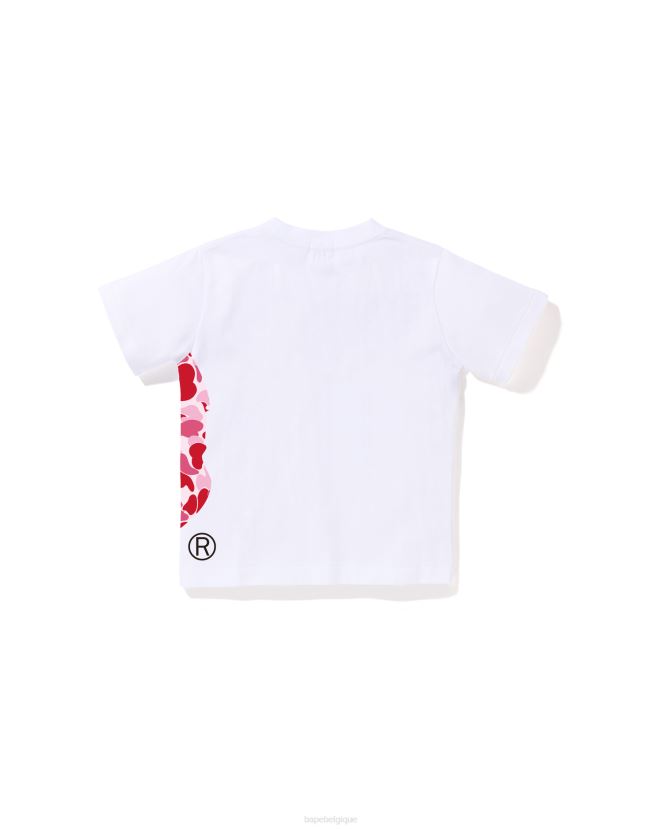 t-shirt à grosse tête abc camo side A Bathing Ape enfants ZHX6N41294 blanc
