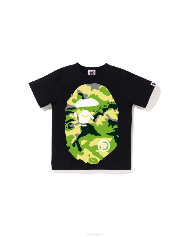 t-shirt à grosse tête camouflage boisé A Bathing Ape enfants ZHX6N41385 noir
