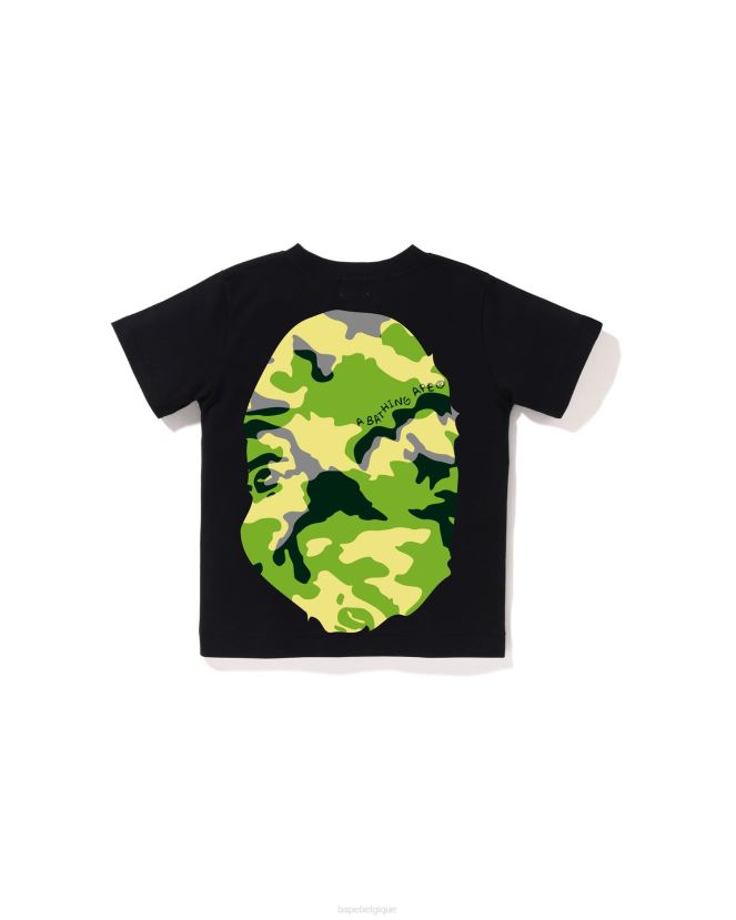 t-shirt à grosse tête camouflage boisé A Bathing Ape enfants ZHX6N41385 noir