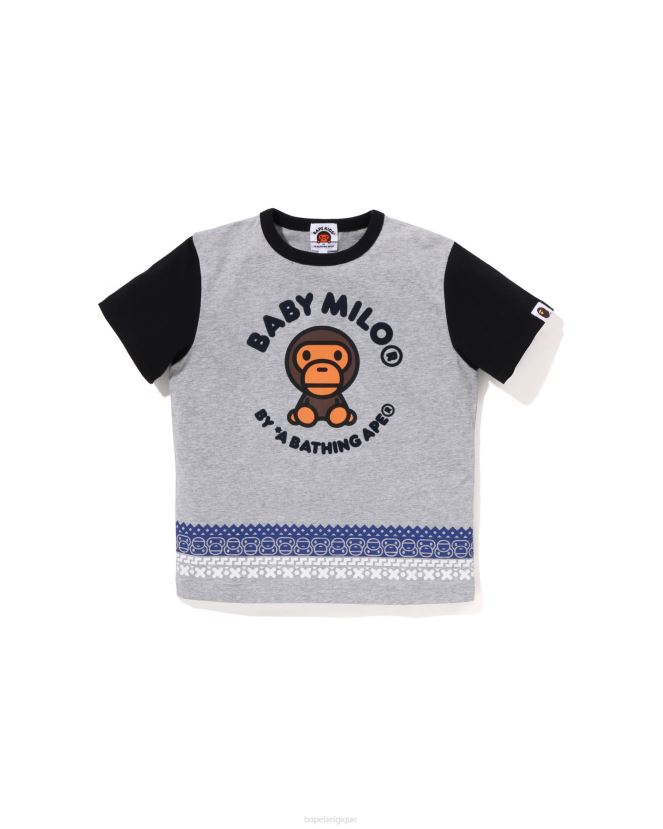 t-shirt à imprimé nordique milo pour bébé A Bathing Ape enfants ZHX6N41474 gris
