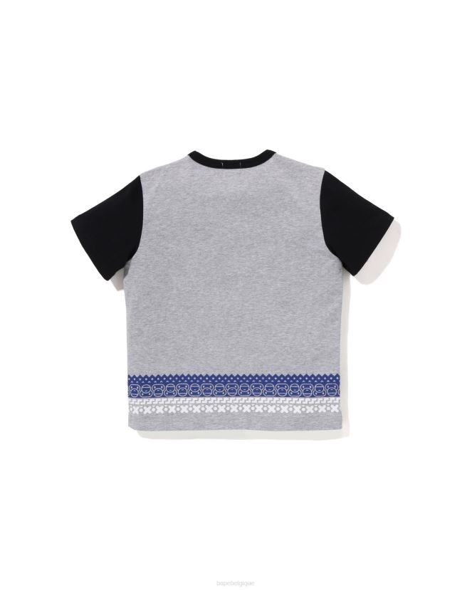 t-shirt à imprimé nordique milo pour bébé A Bathing Ape enfants ZHX6N41474 gris