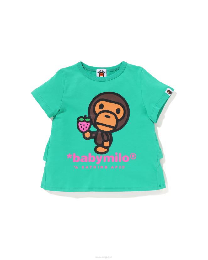 t-shirt à volants et fraises pour bébé milo A Bathing Ape enfants ZHX6N41276 vert clair