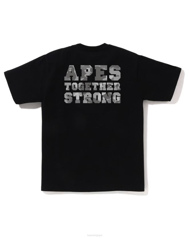 tee-shirt camo college ats en nid d\abeille A Bathing Ape Hommes ZHX6N4263 noir