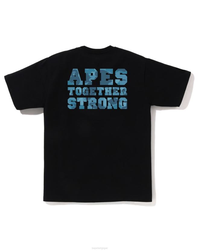 tee-shirt camo college ats en nid d\abeille A Bathing Ape Hommes ZHX6N4264 noir