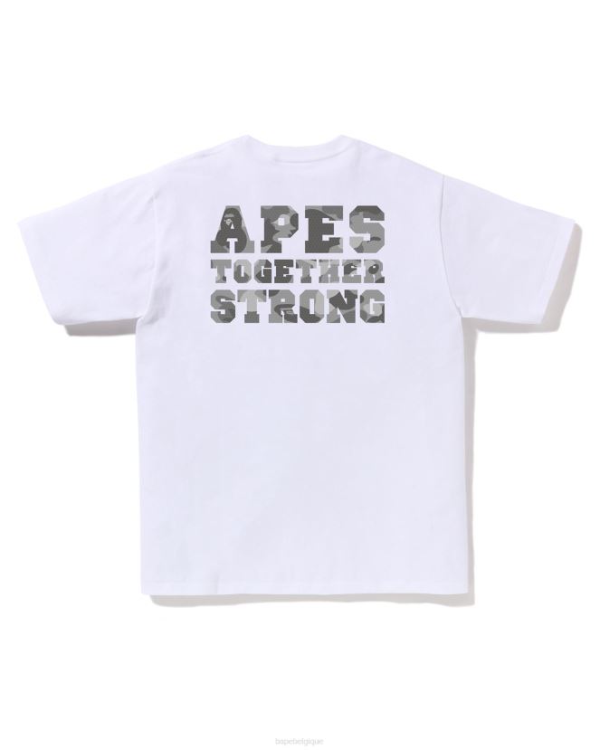tee-shirt camo college ats en nid d\abeille A Bathing Ape Hommes ZHX6N4265 blanc