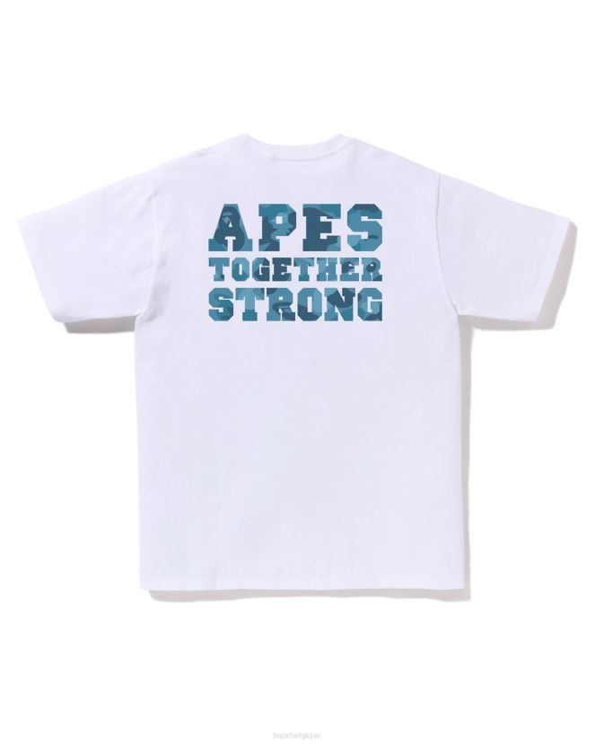 tee-shirt camo college ats en nid d\abeille A Bathing Ape Hommes ZHX6N4266 blanc
