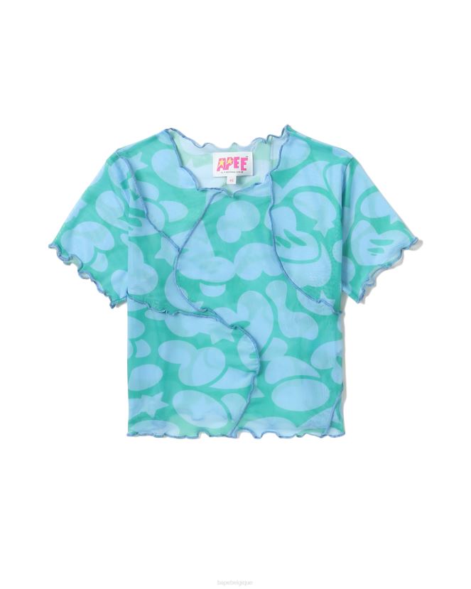 top court en résille à motif A Bathing Ape femmes ZHX6N4818 bleu