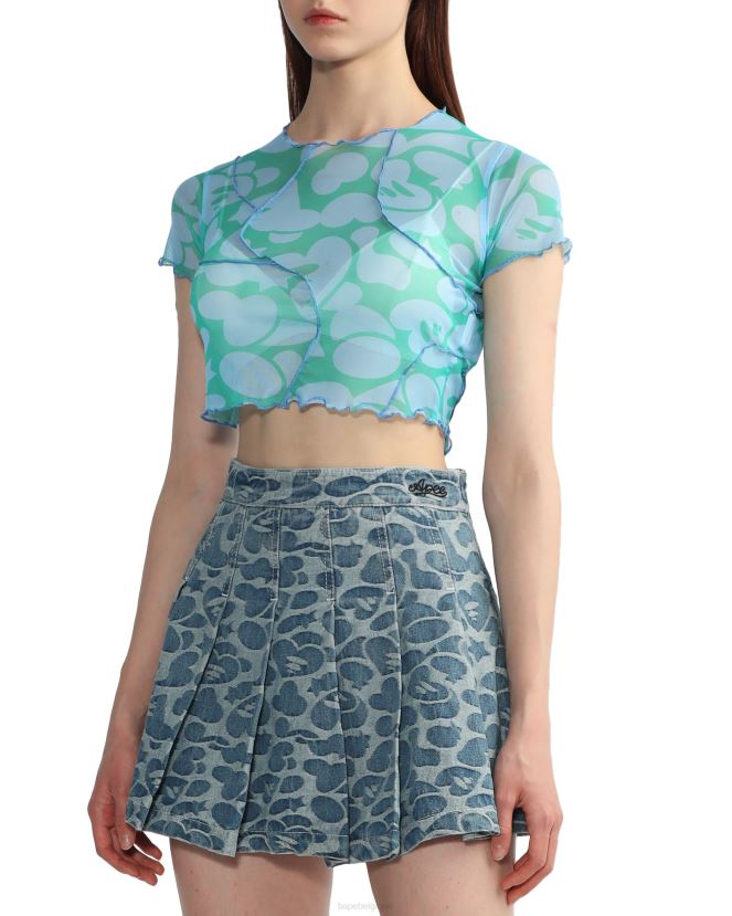 top court en résille à motif A Bathing Ape femmes ZHX6N4818 bleu