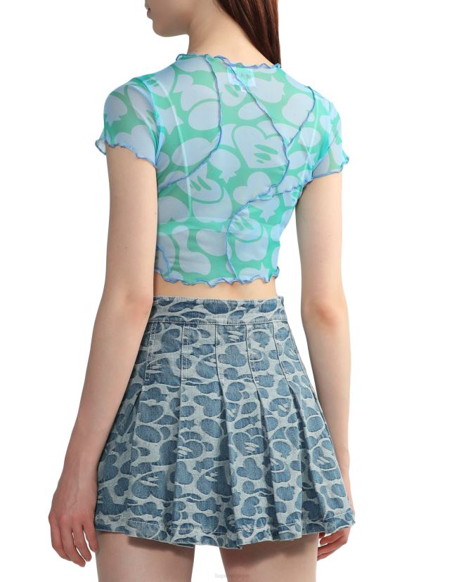 top court en résille à motif A Bathing Ape femmes ZHX6N4818 bleu