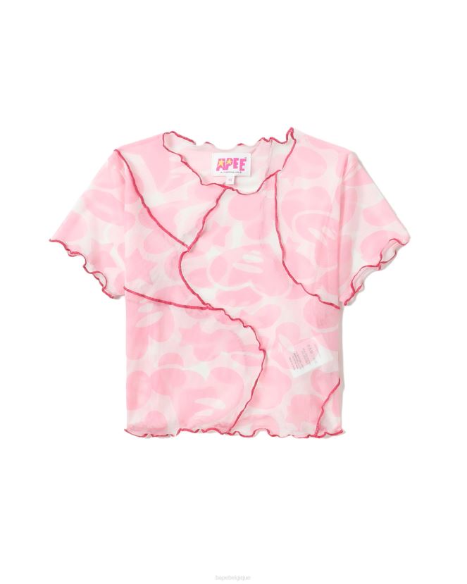 top court en résille à motif A Bathing Ape femmes ZHX6N4819 rose