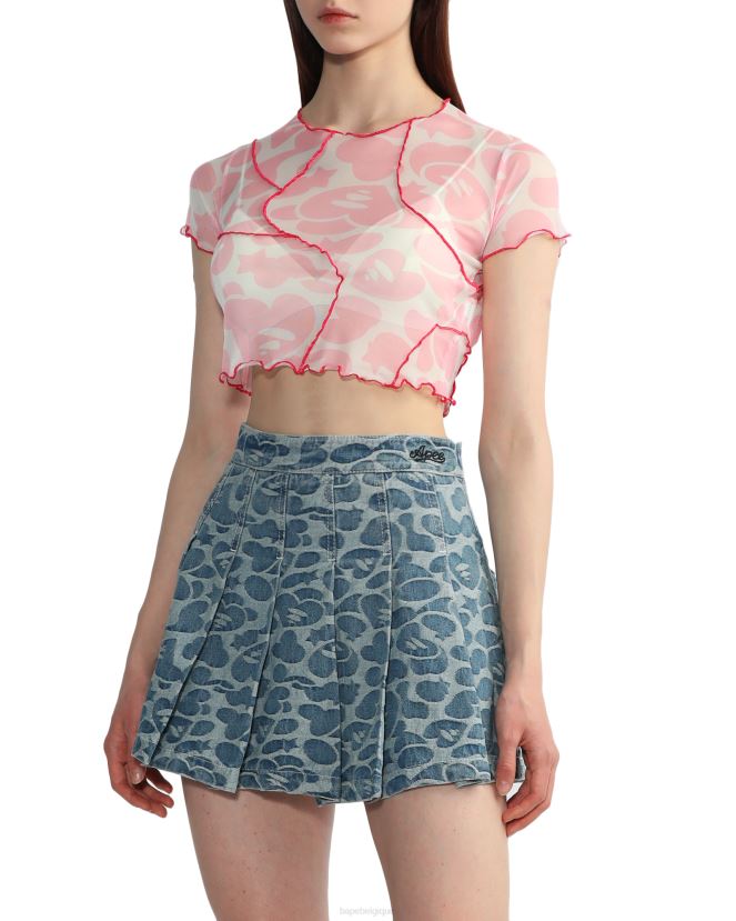top court en résille à motif A Bathing Ape femmes ZHX6N4819 rose