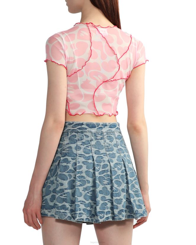 top court en résille à motif A Bathing Ape femmes ZHX6N4819 rose