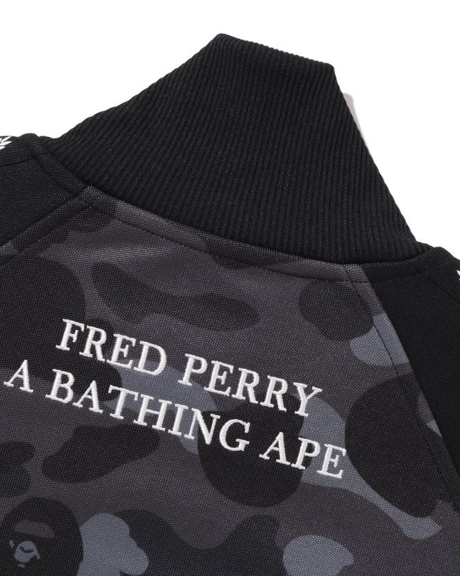 veste de survêtement camouflage x fred perry A Bathing Ape Hommes ZHX6N4214 noir