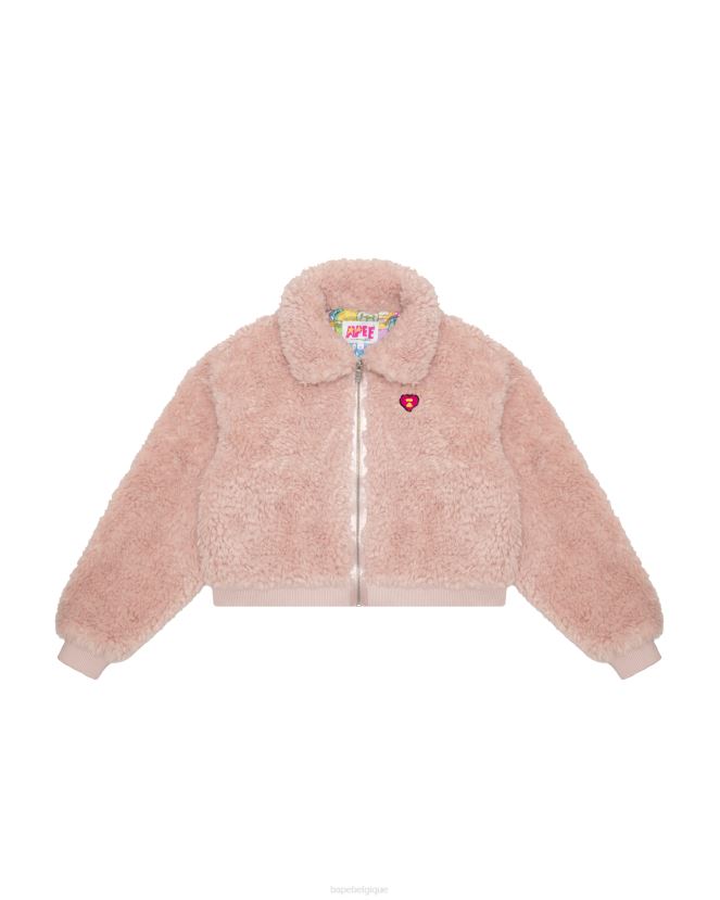 veste en fausse fourrure A Bathing Ape femmes ZHX6N41054 rose